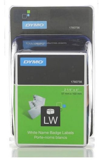 DYMO, CONSUMABLES, DIRECT THERMAL PAPER LABEL, ADHESIVE BACKED NAME BADGE, 2.25 (57MM) X 4 (102MM), 250 LPR, 1 ROLL PER CASE, PRICED PER CASE